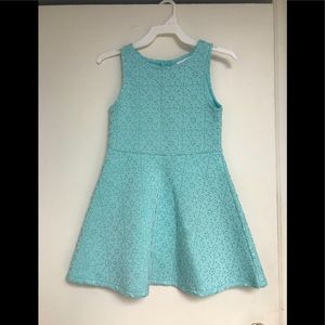 NWOT CHILDREN’S PLACE Girls light blue neoprene dress w/flowers SIZE 5/6